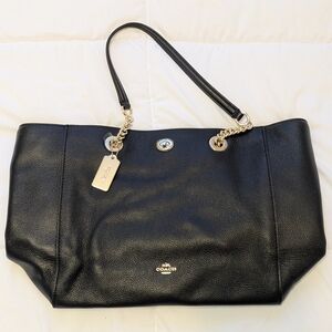 Coach Black Leather Tote Bag